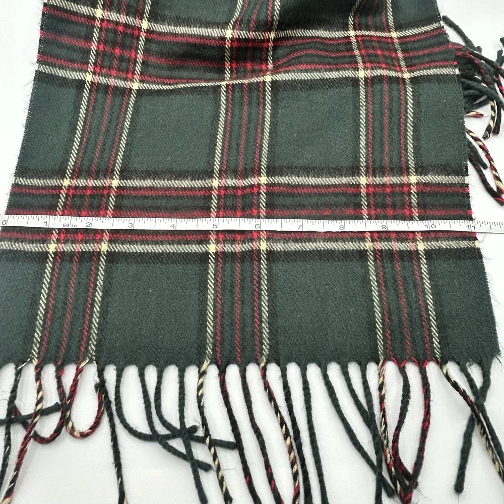 Vintage Christian Dior Monsieur Scarf Green Tartan Plaid Made Japan Fringe